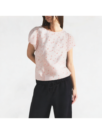Floral Puff Sleeve Short-Sleeved Top Floral Puff Sleeve Short-Sleeved Top