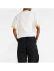 Contrast Color Square Collar Short Sleeves