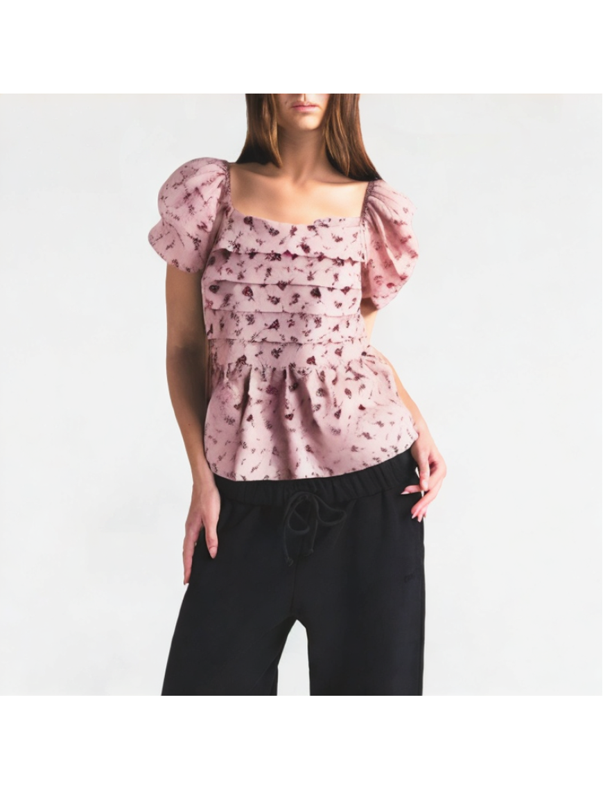 Summer Temperament Age-Reducing Floral Short Sleeves