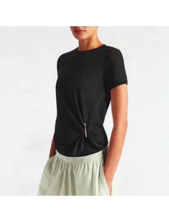 Summer Short Black Round Neck Short Sleeve Summer Short Black Round Neck Short Sleeve