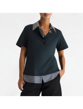 College Style Contrast Lapel Short Sleeves College Style Contrast Lapel Short Sleeves